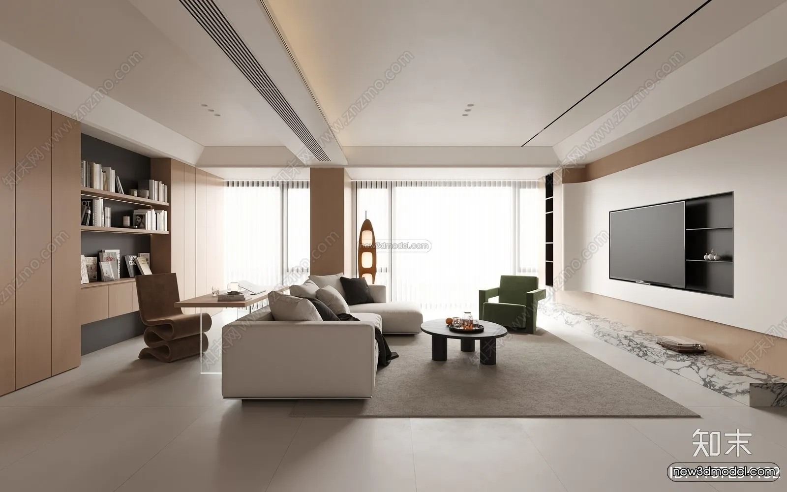 Modern Style Interior 3D Blocks and 3D Models – Living Room 3D Scene – 385 – CORONA