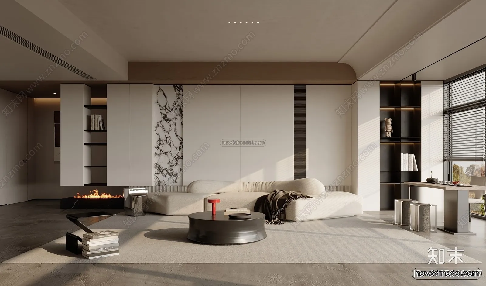 Modern Style Interior 3D Blocks and 3D Models – Living Room 3D Scene – 389 – CORONA
