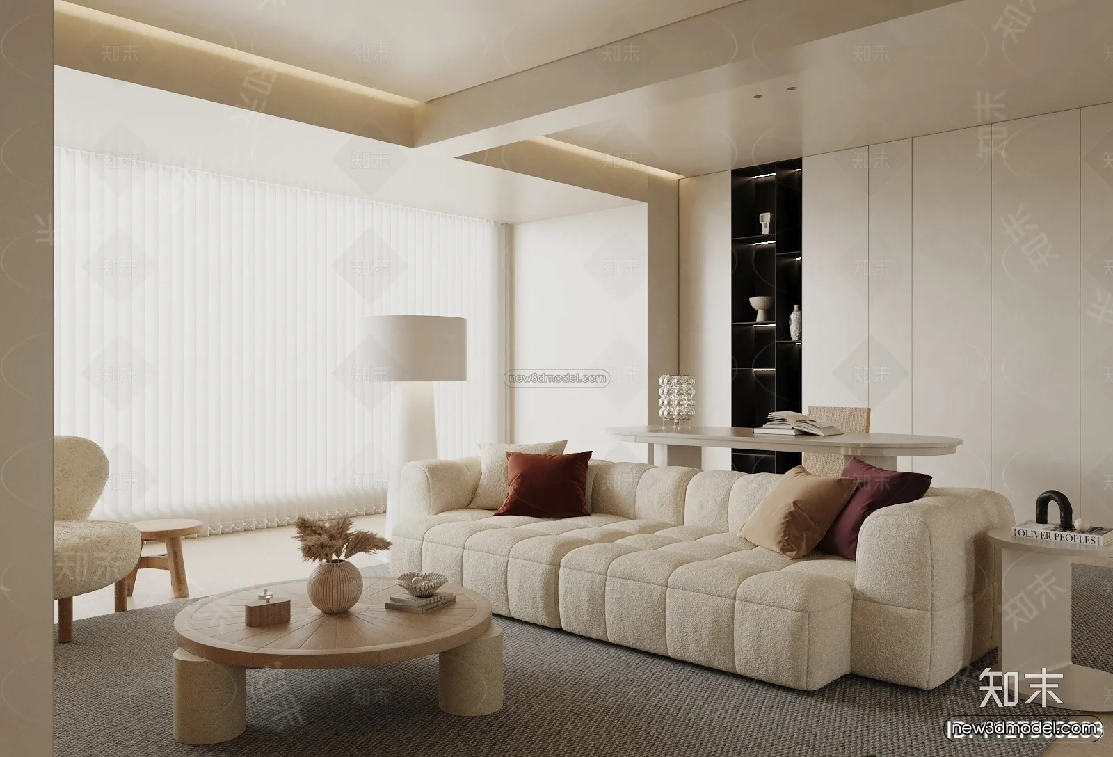 Modern Style Interior 3D Blocks and 3D Models – Living Room 3D Scene – 393 – CORONA