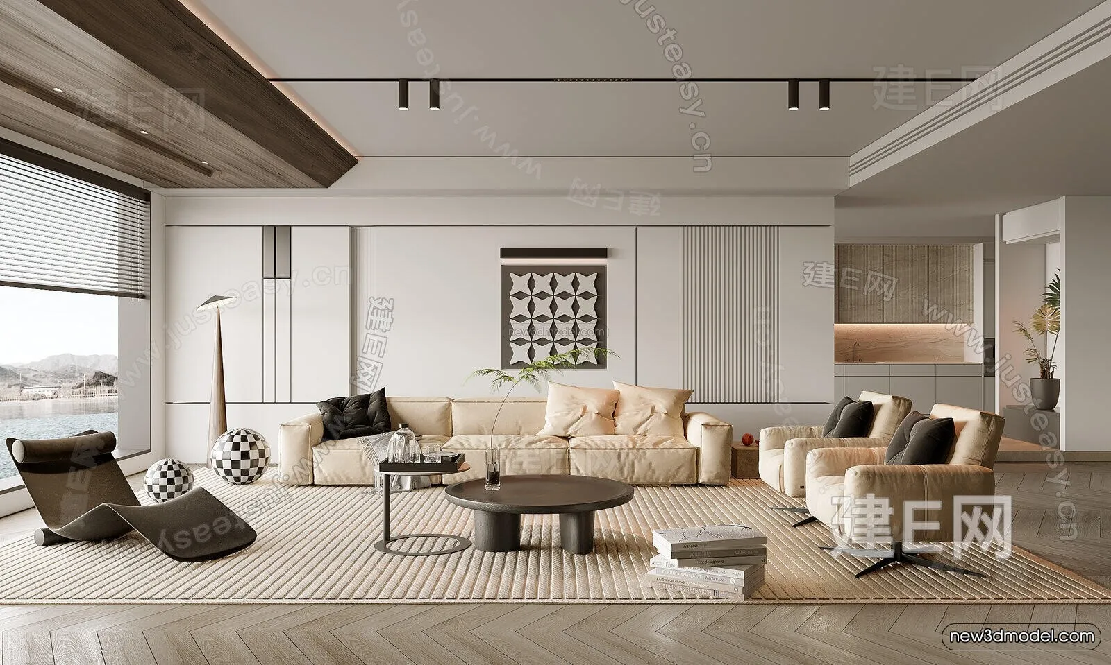 Modern Style Interior 3D Blocks and 3D Models – Living Room 3D Scene – 396 – CORONA