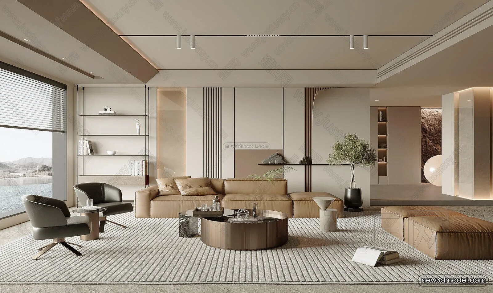 Modern Style Interior 3D Blocks and 3D Models – Living Room 3D Scene – 397 – CORONA