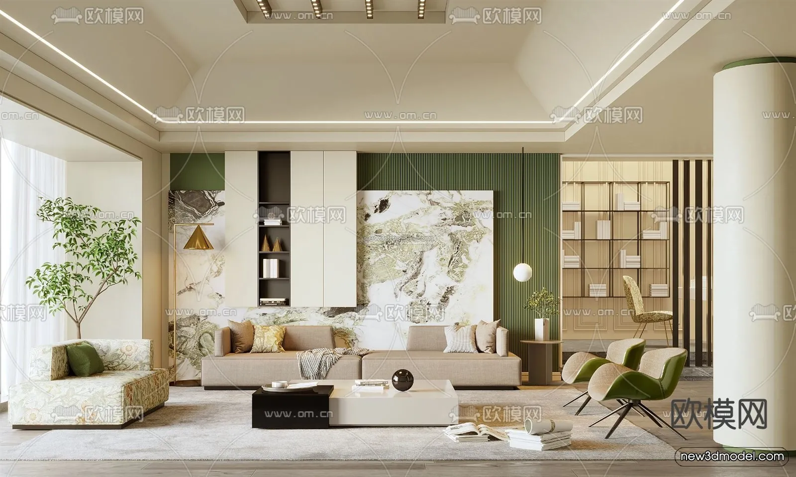 Modern Style Interior 3D Blocks and 3D Models – Living Room 3D Scene – 400 – CORONA
