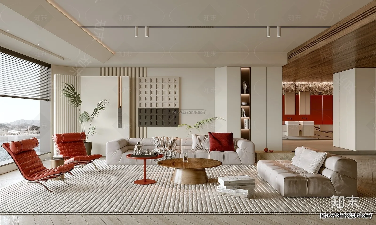 Modern Style Interior 3D Blocks and 3D Models – Living Room 3D Scene – 404 – CORONA