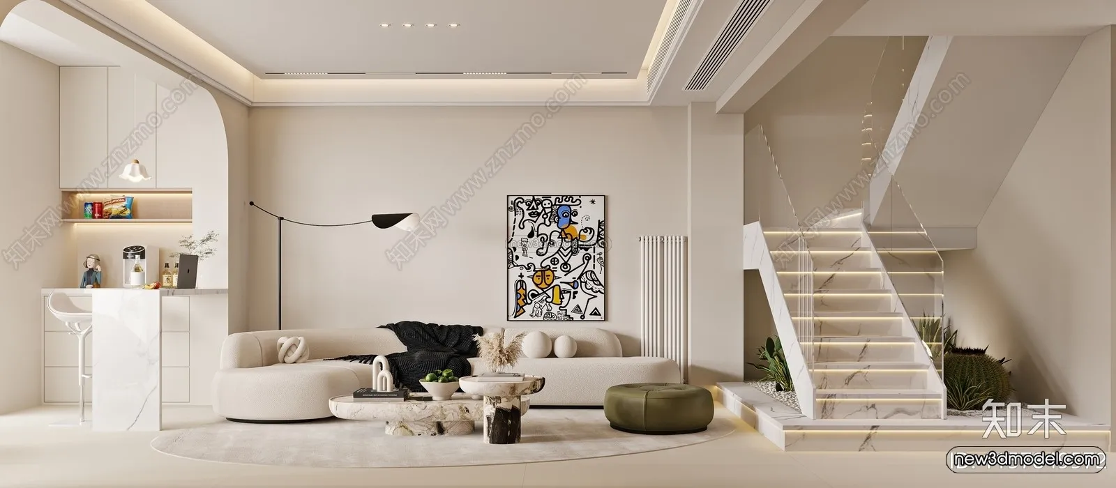 Modern Style Interior 3D Blocks and 3D Models – Living Room 3D Scene – 408 – CORONA