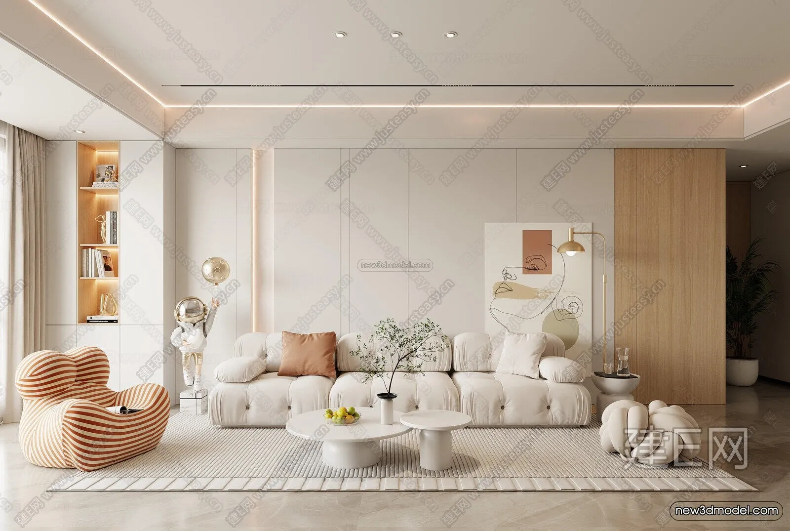 Modern Style Interior 3D Blocks and 3D Models – Living Room 3D Scene – 413 – CORONA