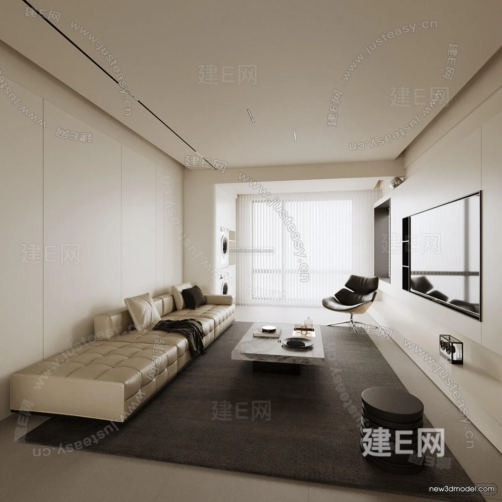 Modern Style Interior 3D Blocks and 3D Models – Living Room 3D Scene – 416 – CORONA