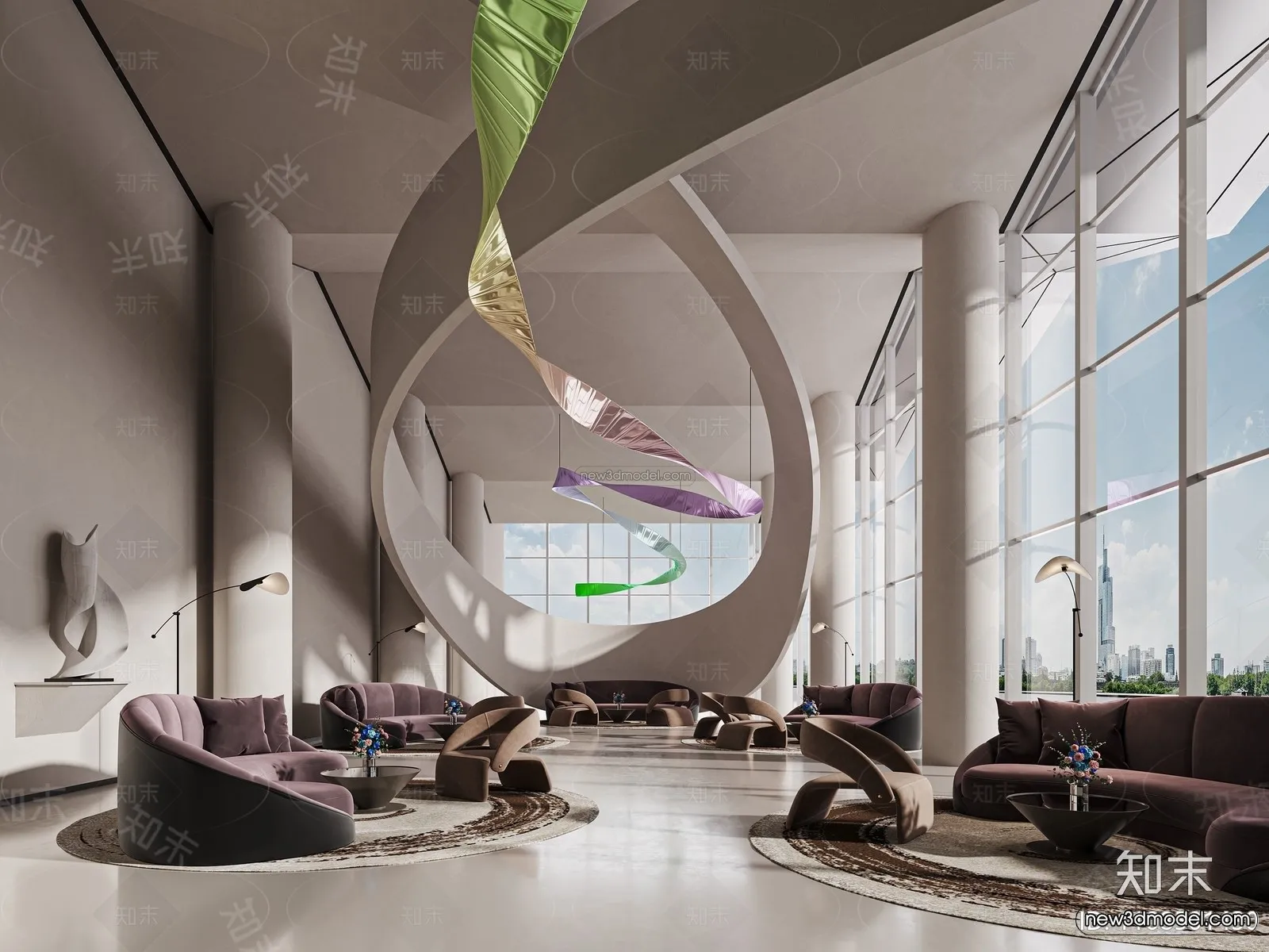 Modern Style Interior 3D Blocks and 3D Models – Lobby 3D Scene – 899 – CORONA