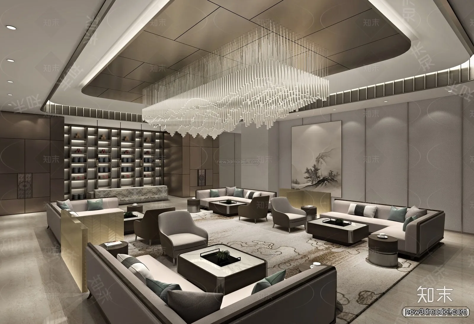 Modern Style Interior 3D Blocks and 3D Models – Lobby 3D Scene – 901 – CORONA