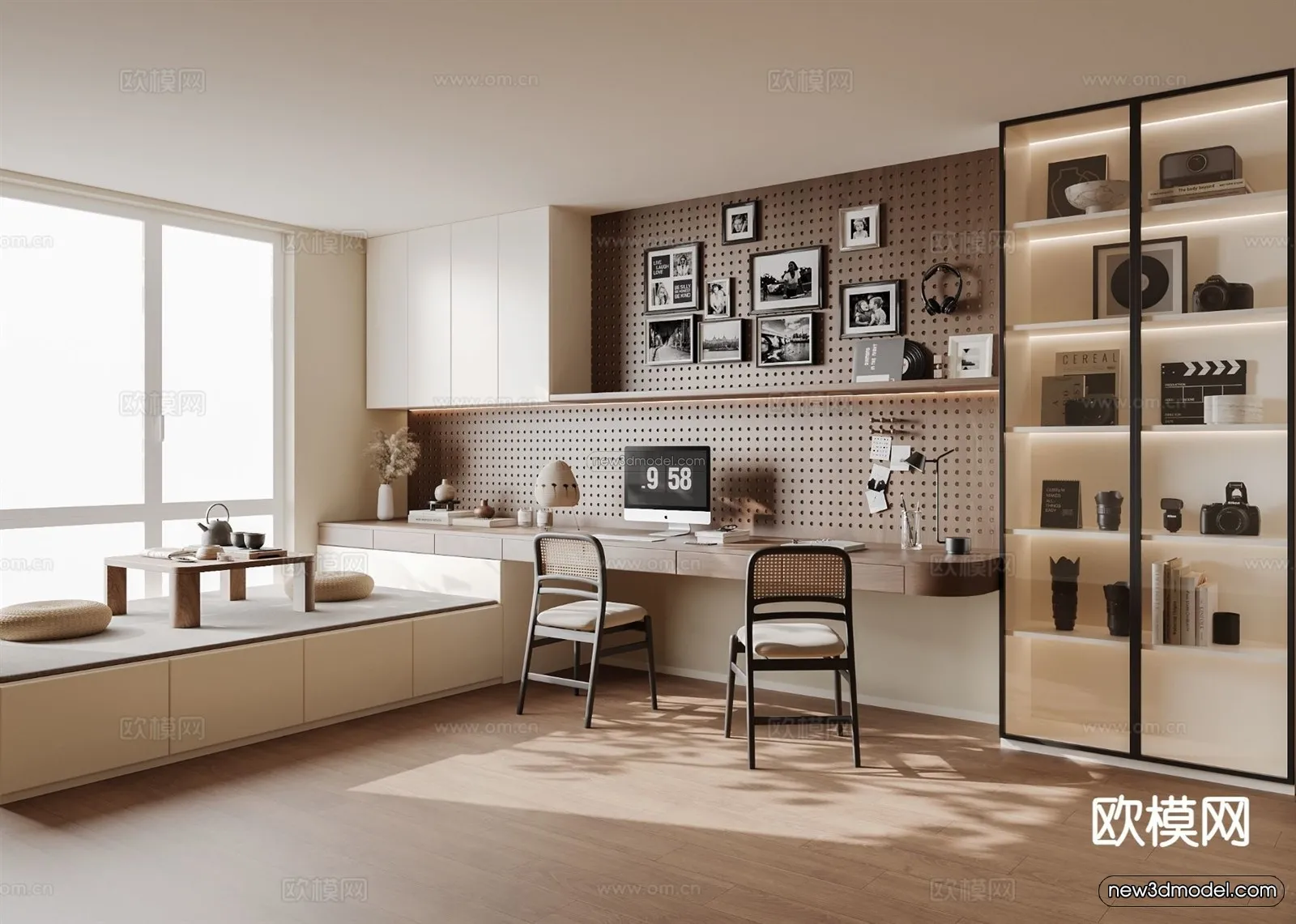 Modern Style Interior 3D Blocks and 3D Models – Study Room 3D Scene – 690 – CORONA