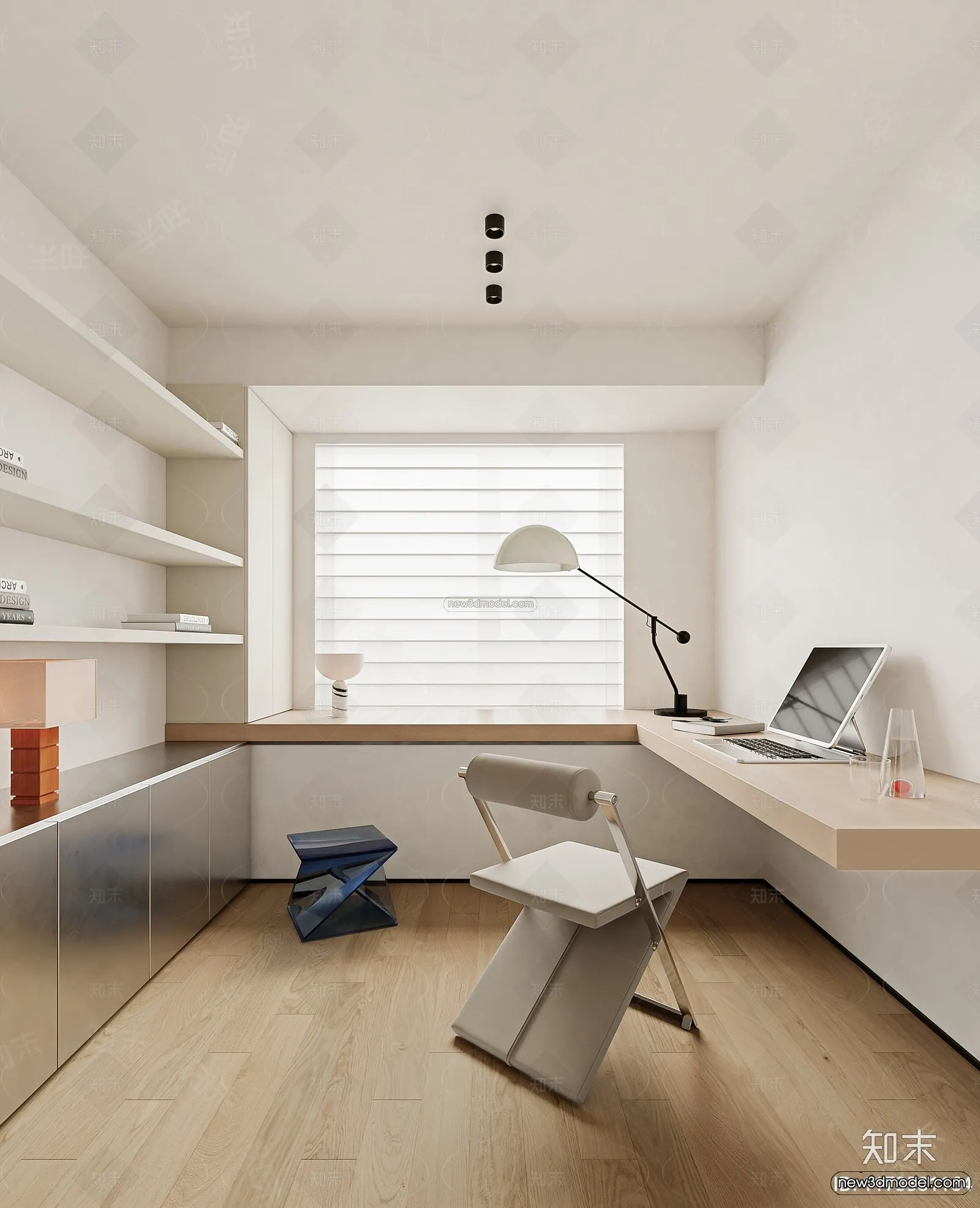 Modern Style Interior 3D Blocks and 3D Models – Study Room 3D Scene – 695 – CORONA