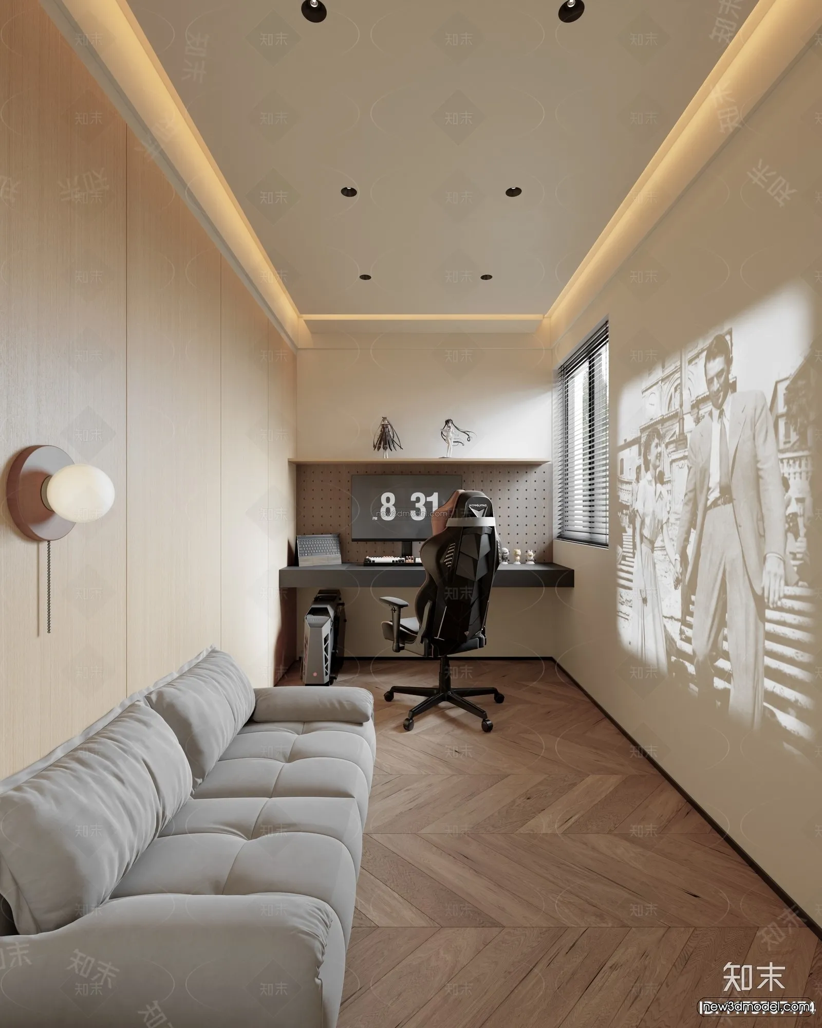 Modern Style Interior 3D Blocks and 3D Models – Study Room 3D Scene – 703 – CORONA