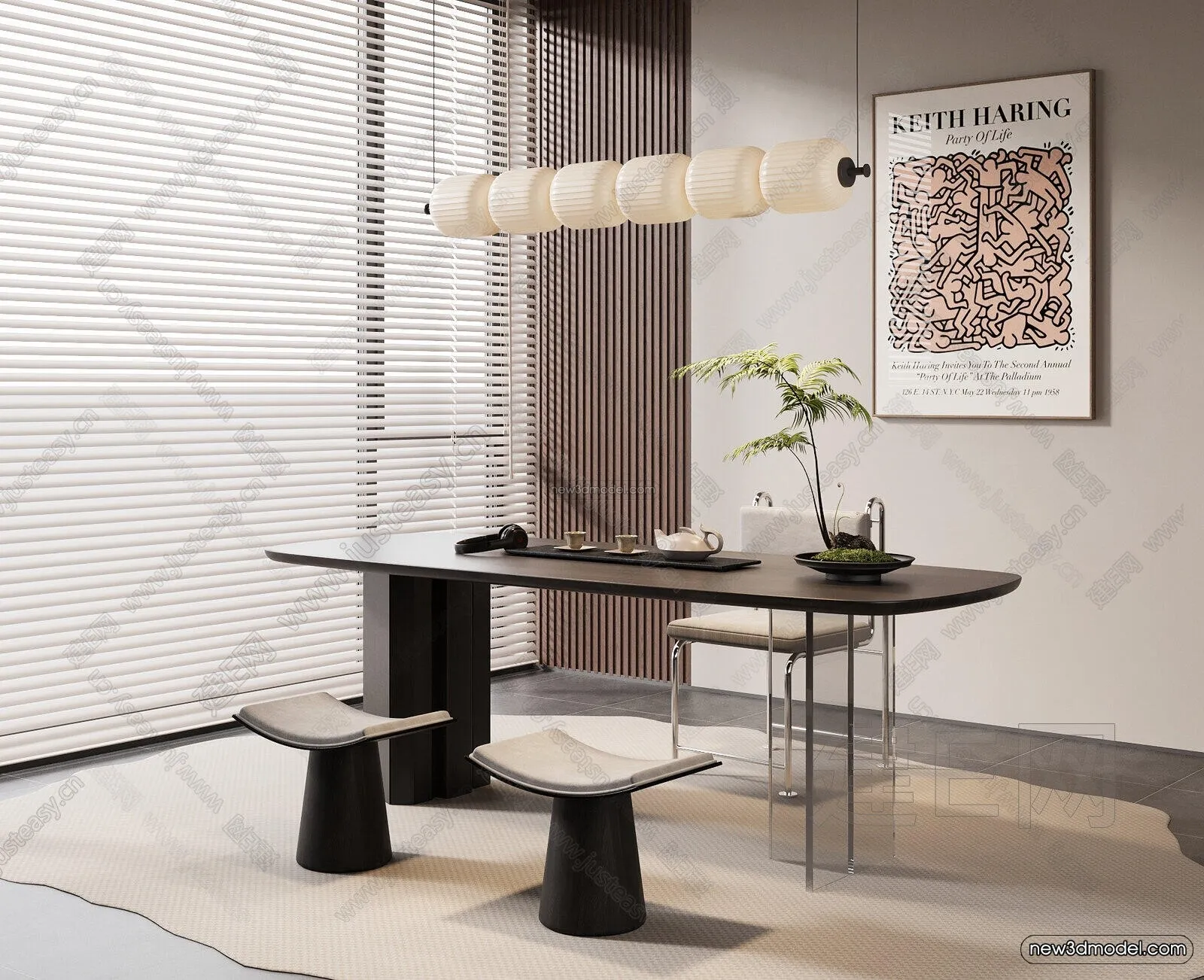 Modern Style Interior 3D Blocks and 3D Models – Study Room 3D Scene – 706 – CORONA