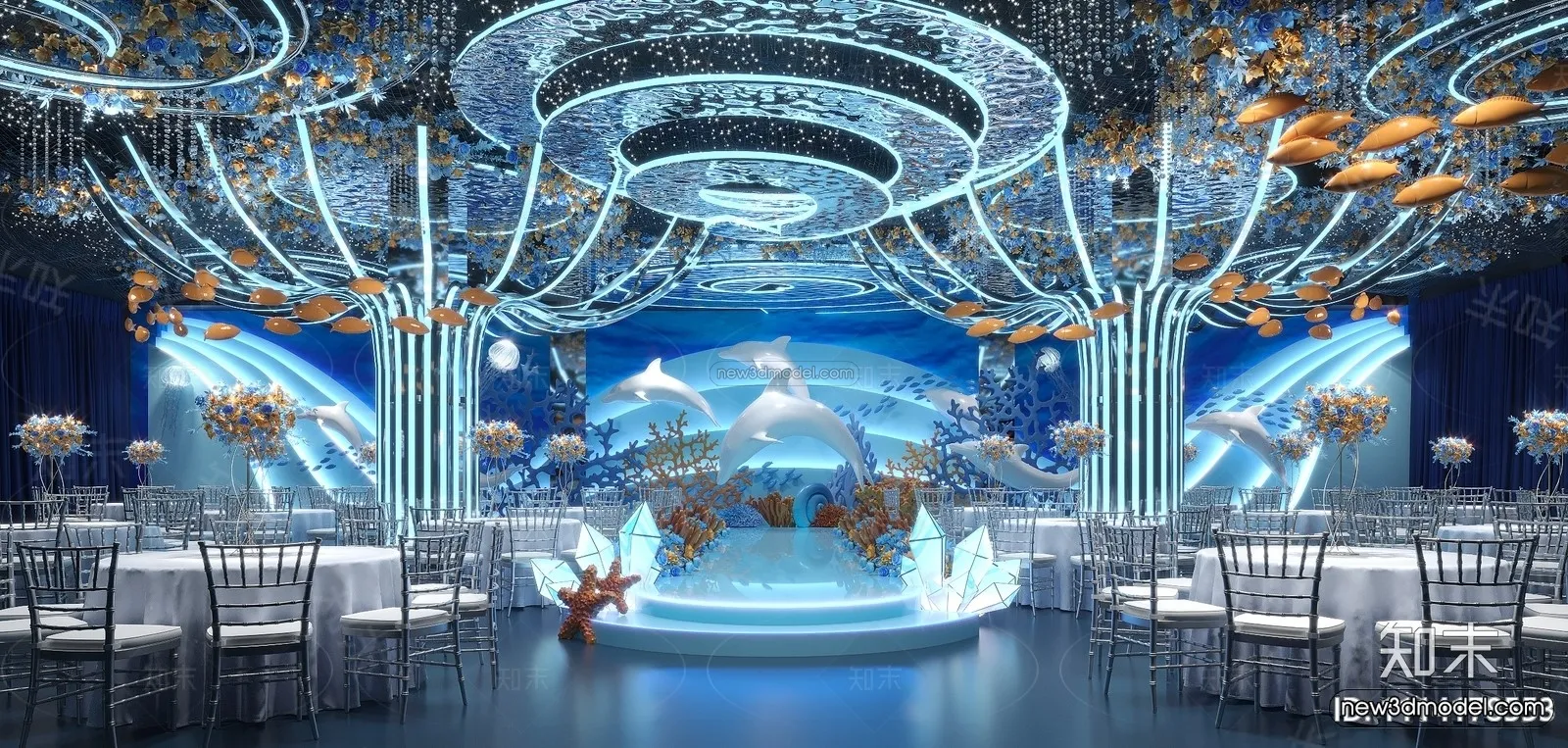 Modern Style Interior 3D Blocks and 3D Models – Wedding Hall 3D Scene – 911 – CORONA