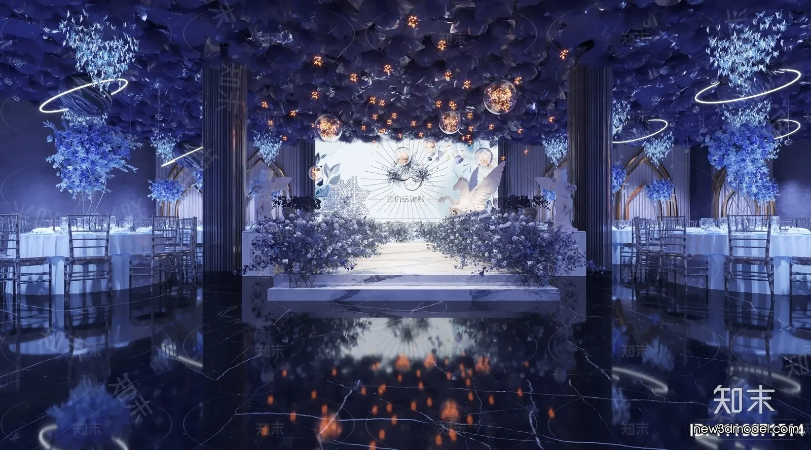 Modern Style Interior 3D Blocks and 3D Models – Wedding Hall 3D Scene – 919 – CORONA