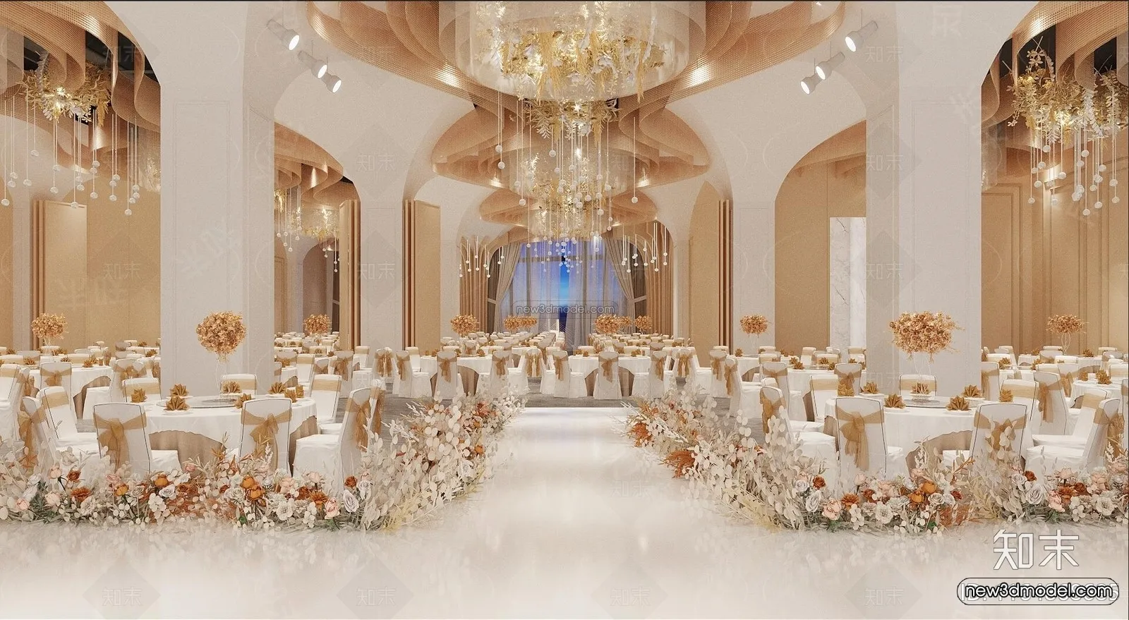 Modern Style Interior 3D Blocks and 3D Models – Wedding Hall 3D Scene – 924 – CORONA