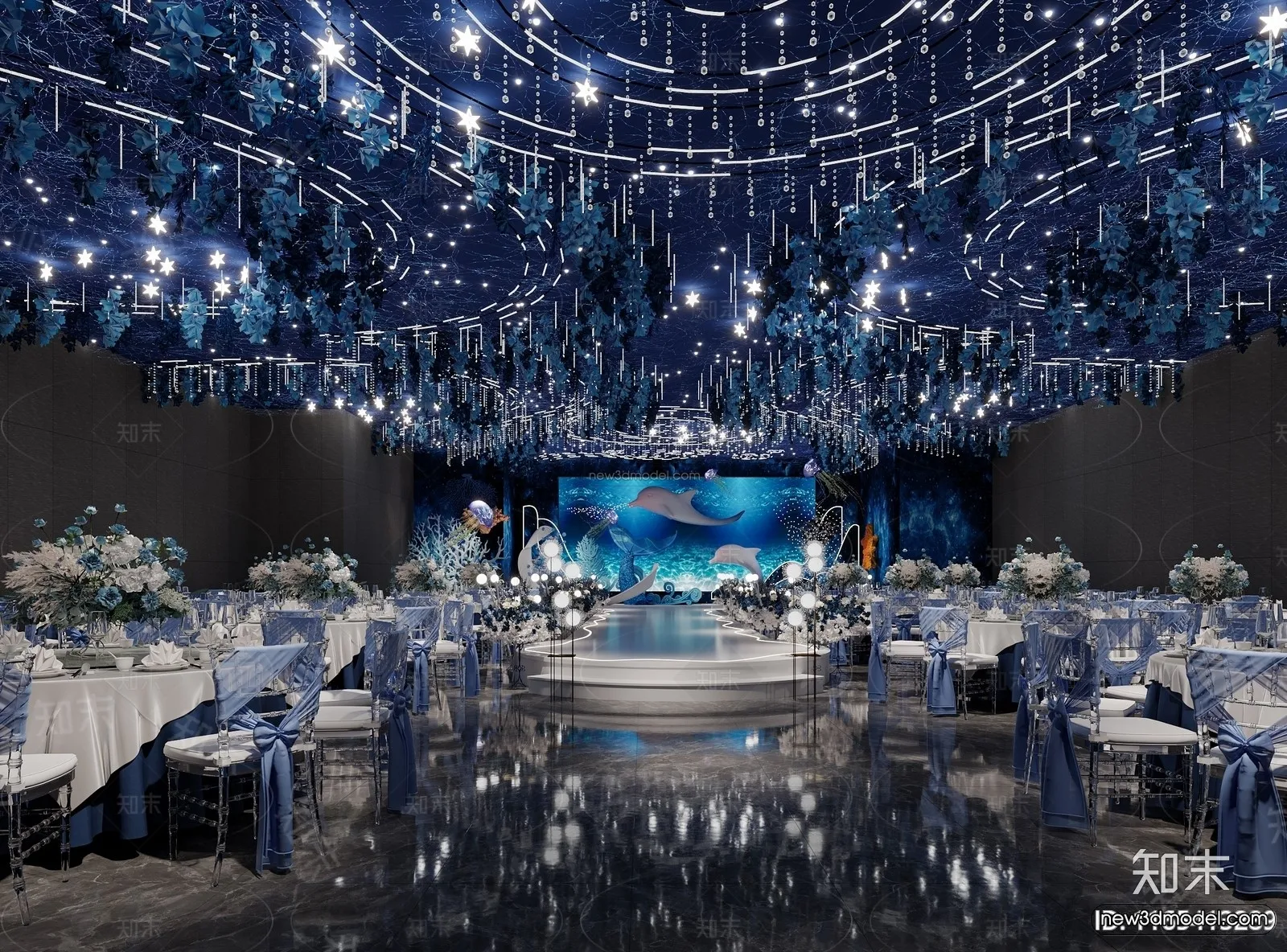 Modern Style Interior 3D Blocks and 3D Models – Wedding Hall 3D Scene – 925 – CORONA