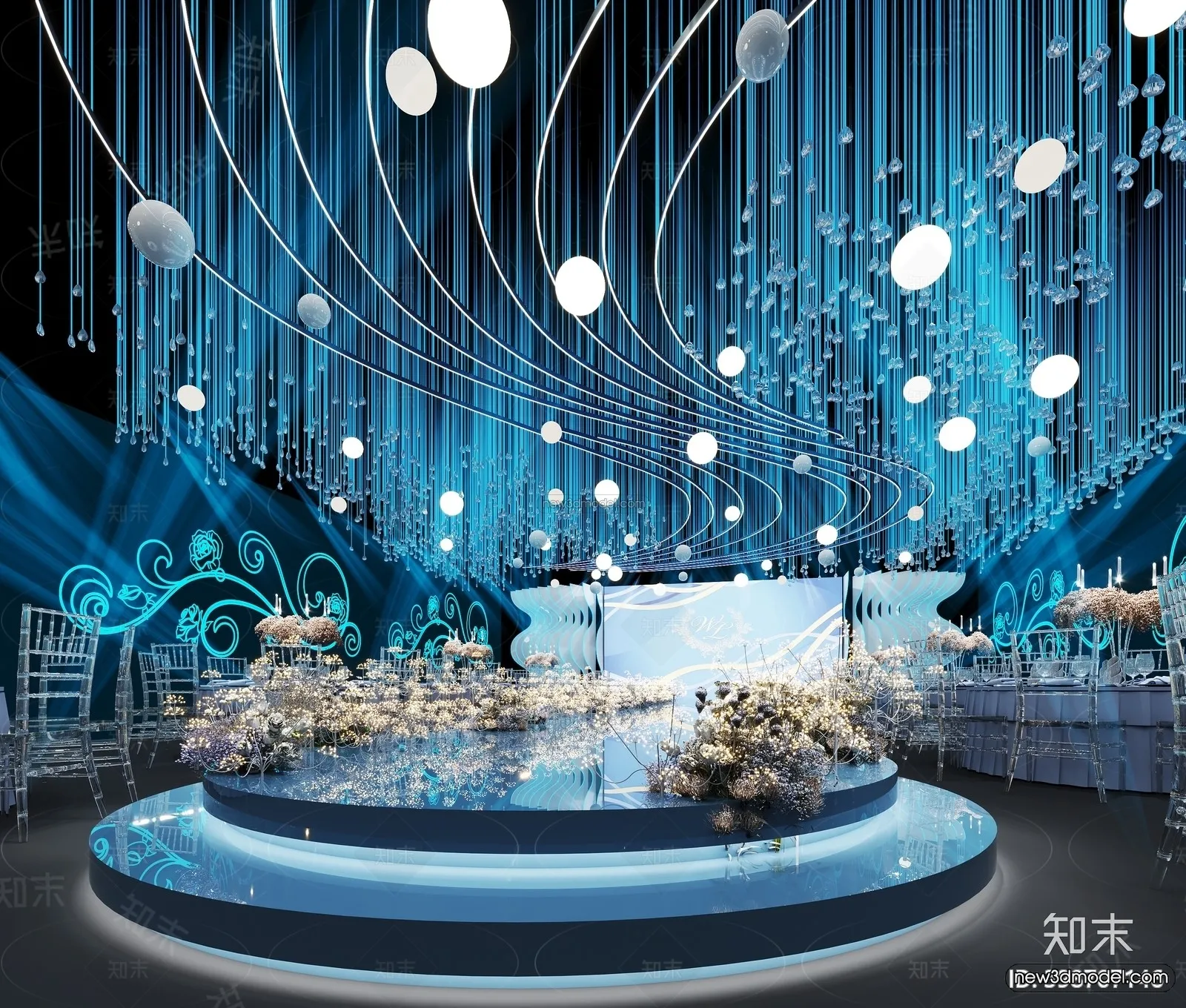 Modern Style Interior 3D Blocks and 3D Models – Wedding Hall 3D Scene – 926 – CORONA