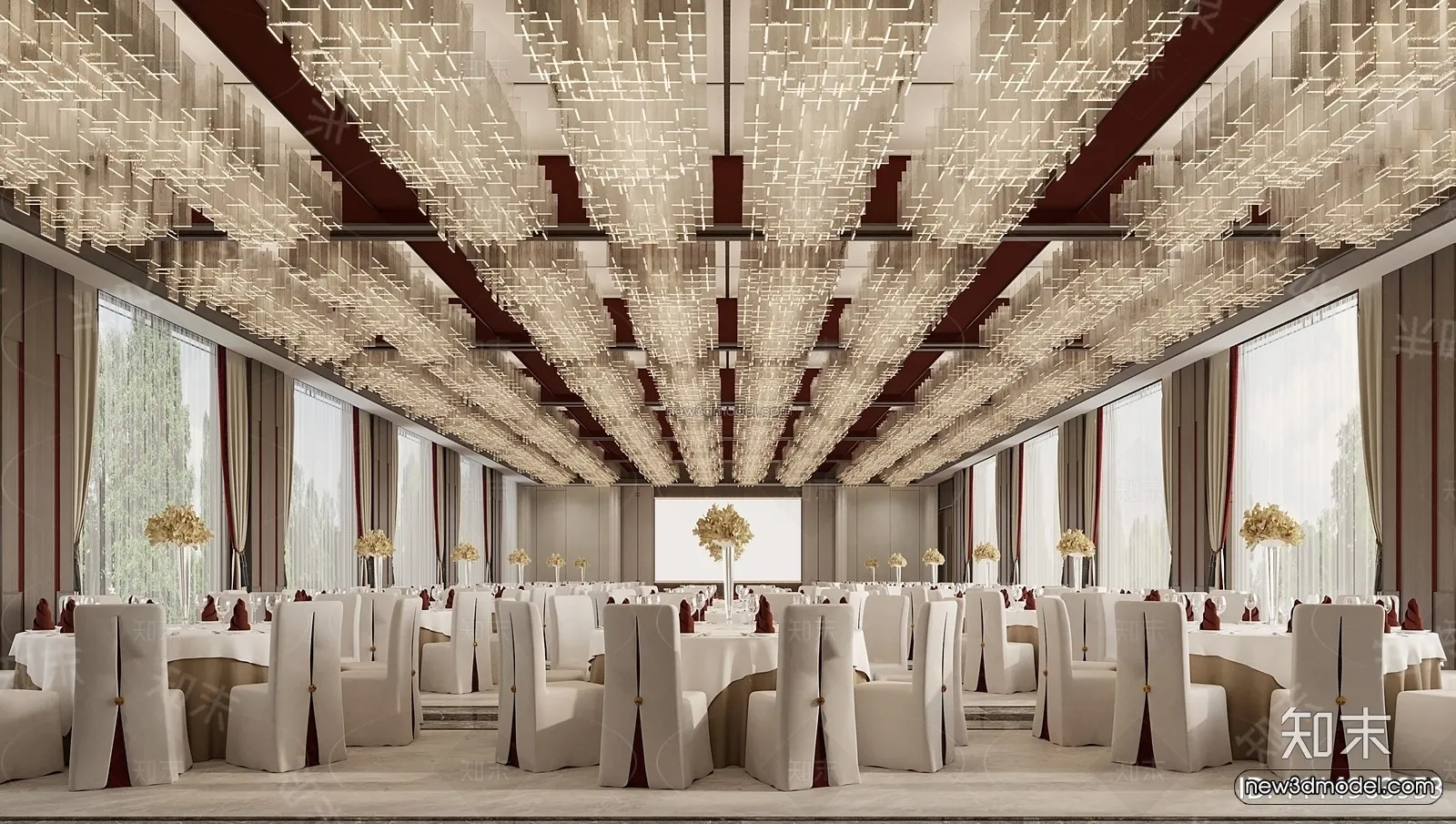 Modern Style Interior 3D Blocks and 3D Models – Wedding Hall 3D Scene – 930 – CORONA
