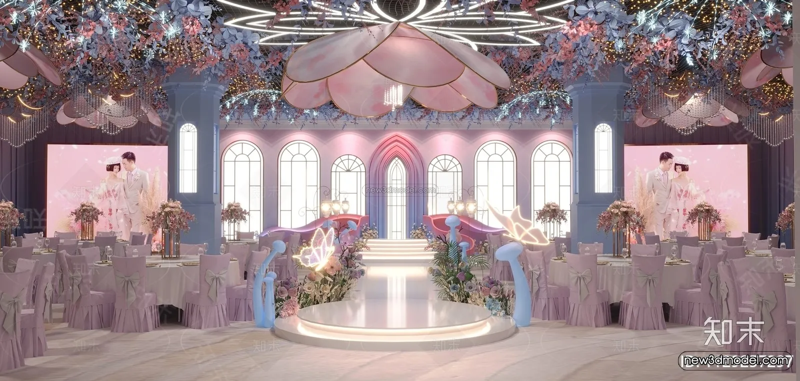 Modern Style Interior 3D Blocks and 3D Models – Wedding Hall 3D Scene – 937 – CORONA