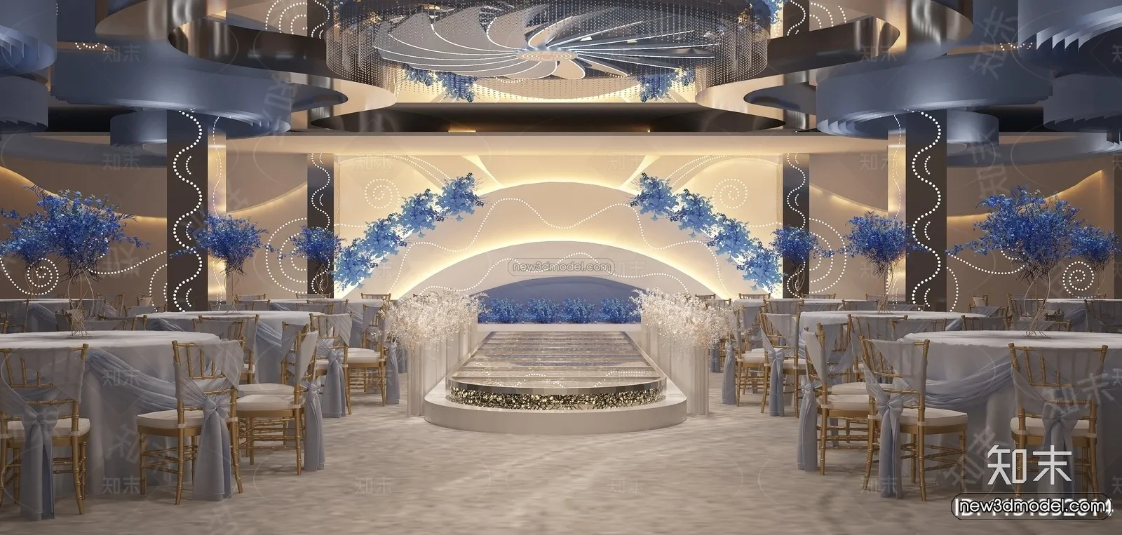 Modern Style Interior 3D Blocks and 3D Models – Wedding Hall 3D Scene – 947 – CORONA