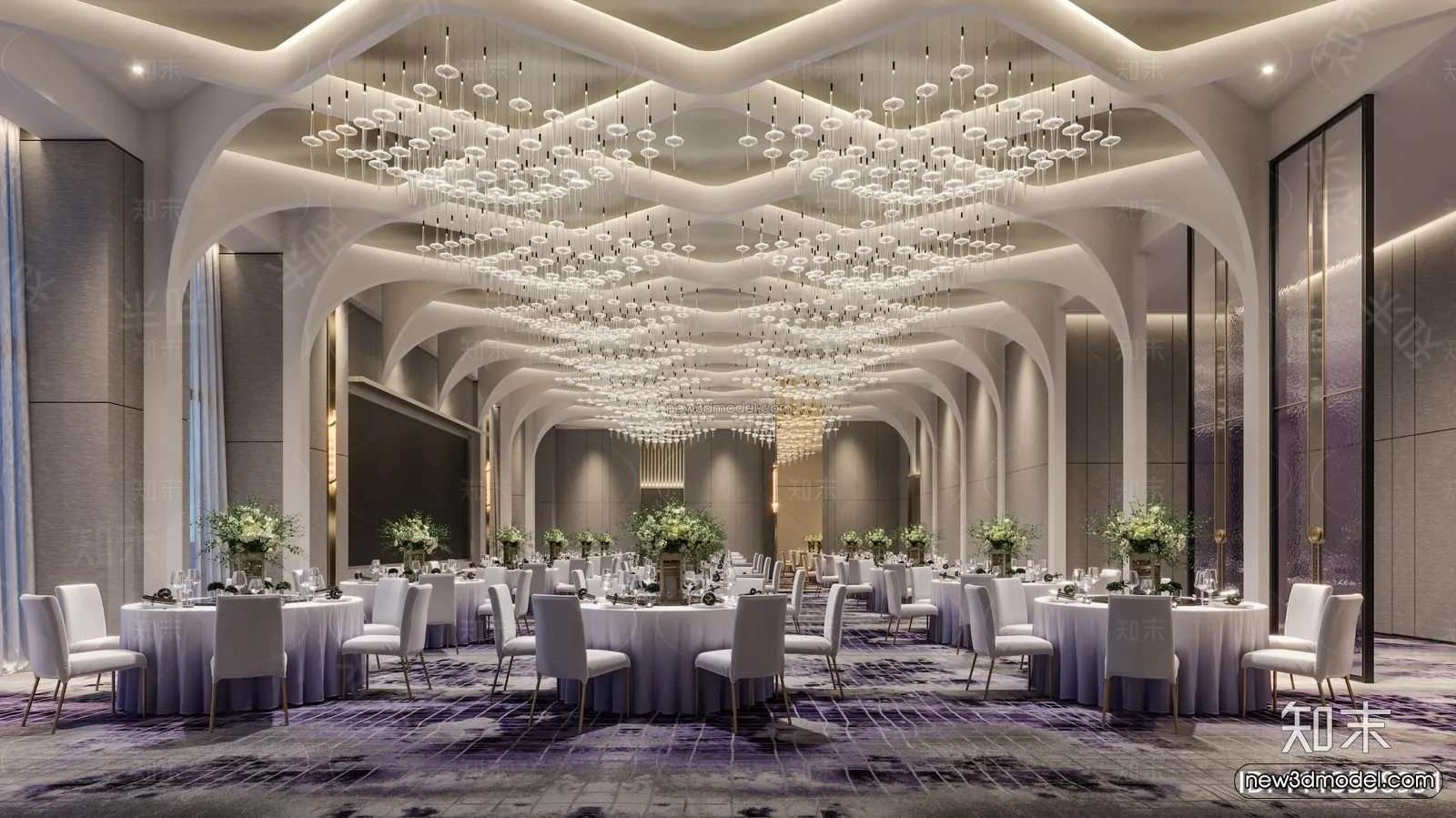 Modern Style Interior 3D Blocks and 3D Models – Wedding Hall 3D Scene – 949 – CORONA