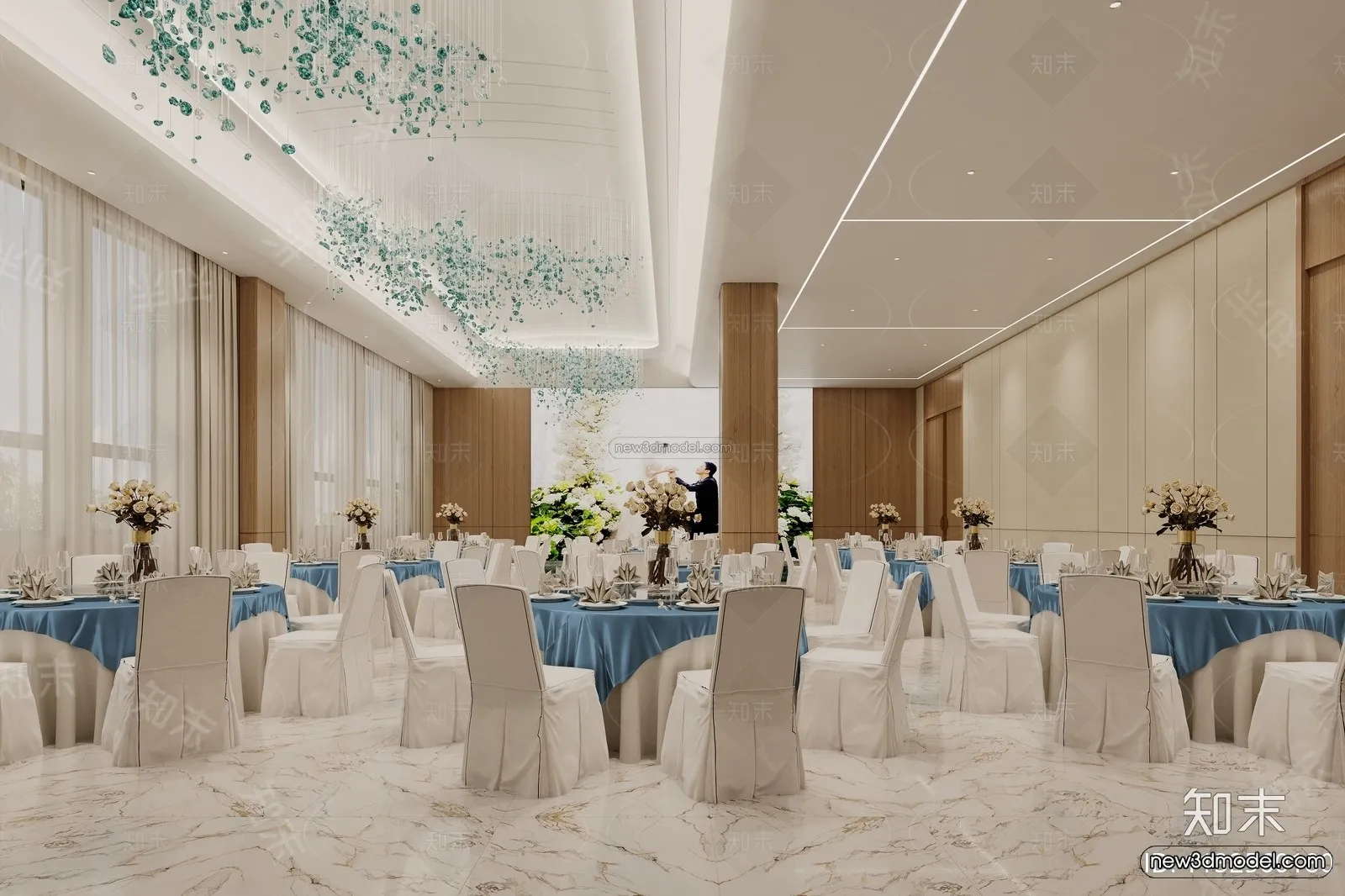 Modern Style Interior 3D Blocks and 3D Models – Wedding Hall 3D Scene – 951 – CORONA