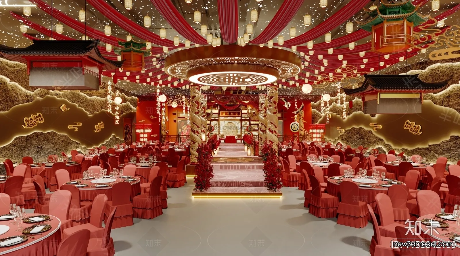 Modern Style Interior 3D Blocks and 3D Models – Wedding Hall 3D Scene – 954 – CORONA