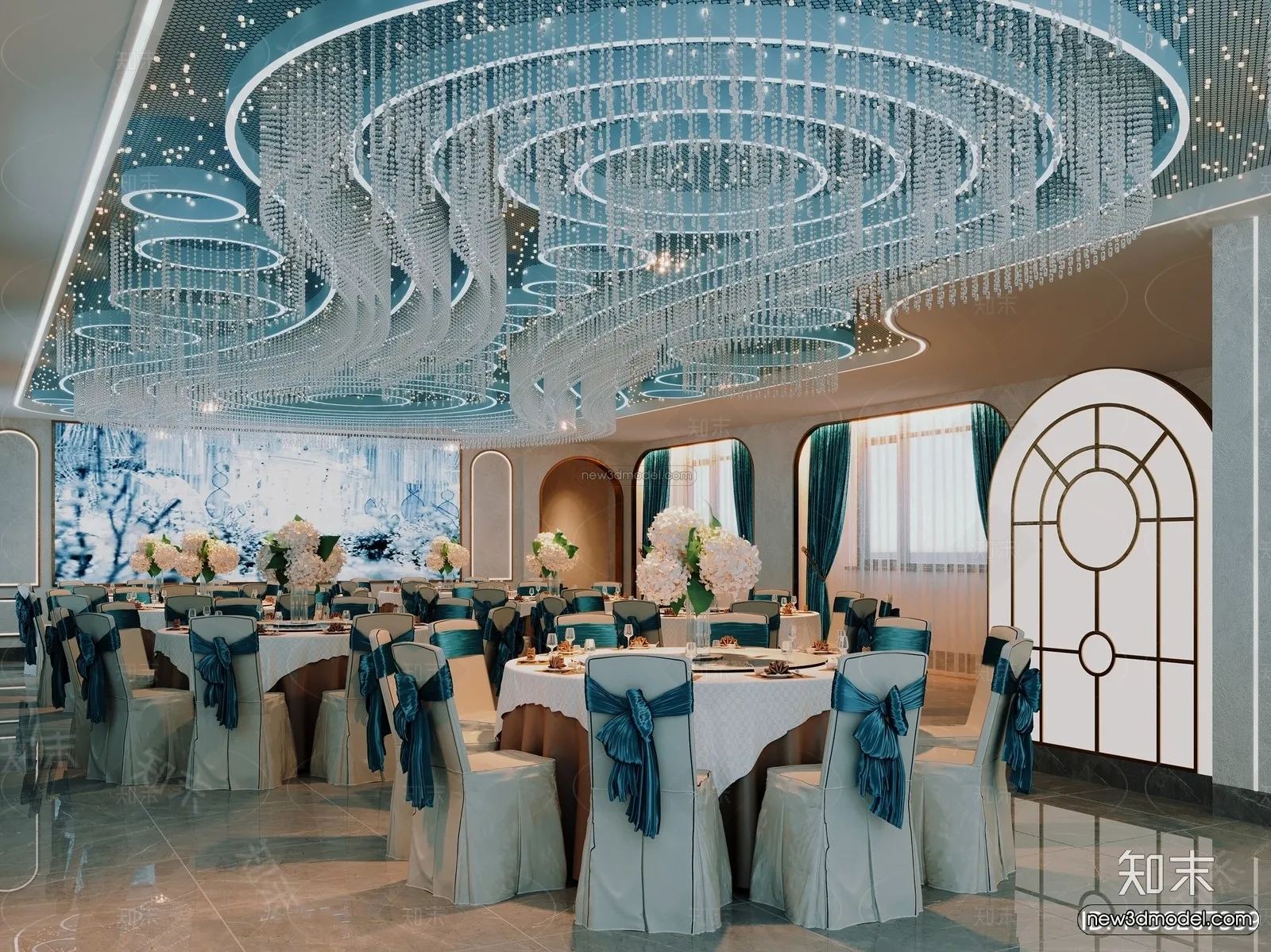 Modern Style Interior 3D Blocks and 3D Models – Wedding Hall 3D Scene – 961 – CORONA