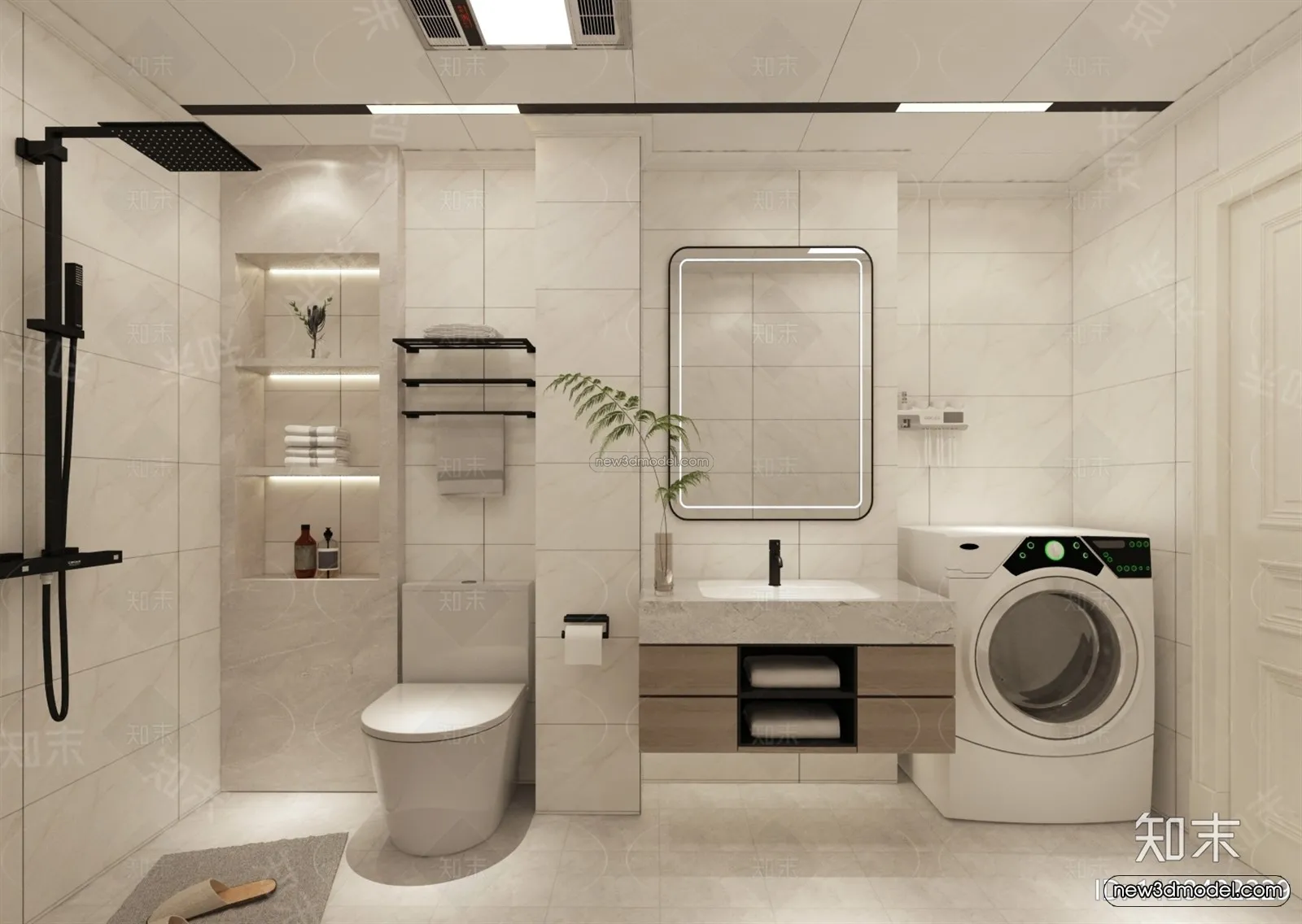 Modern Style Interior 3D Blocks – Bathroom 3D Model – 271 – VRAY