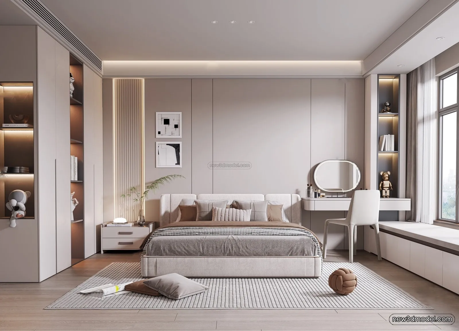 Modern Style Interior 3D Blocks – Bedroom 3D Model – 165 – VRAY