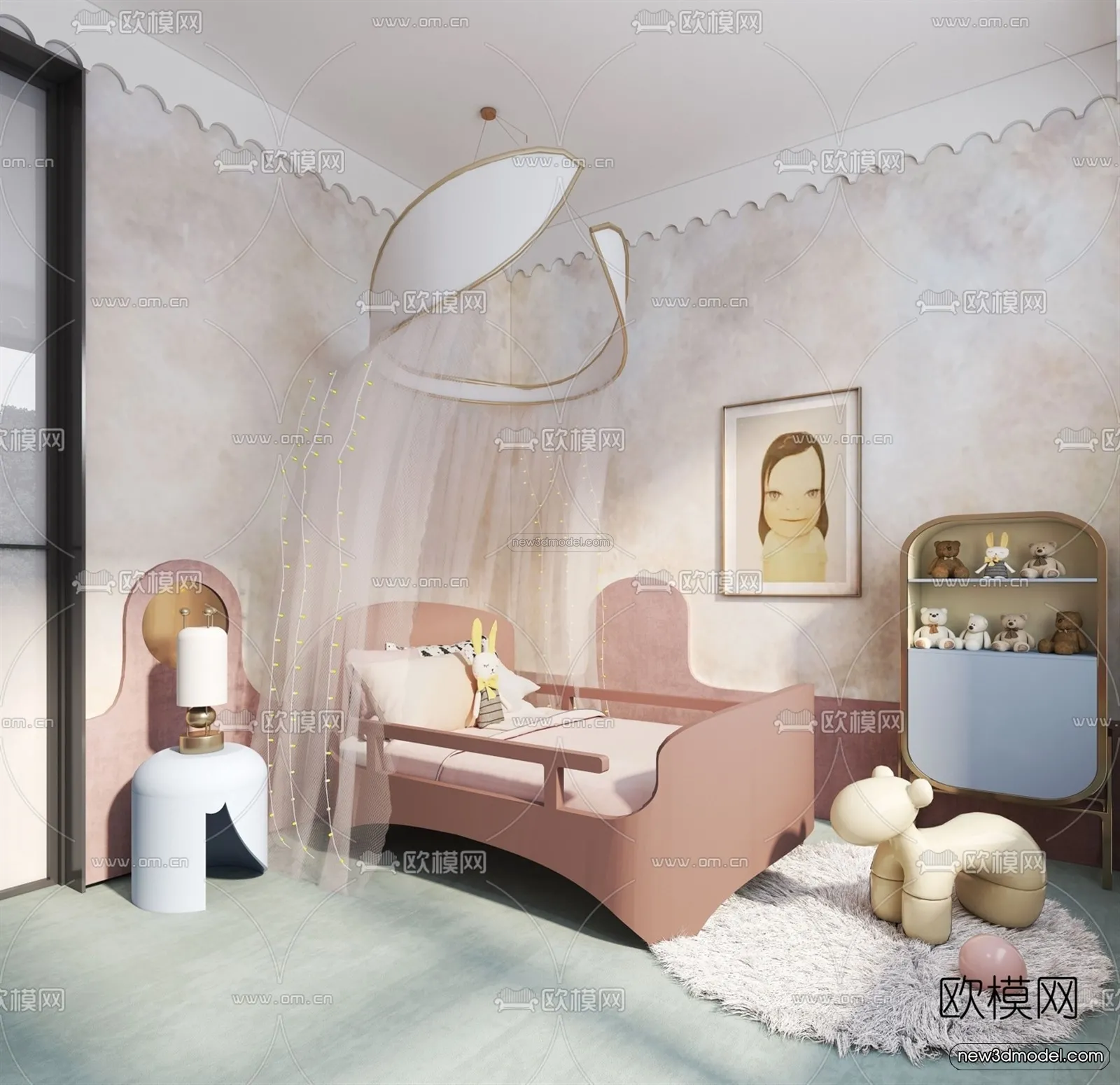 Modern Style Interior 3D Blocks – Bedroom 3D Model – 167 – VRAY