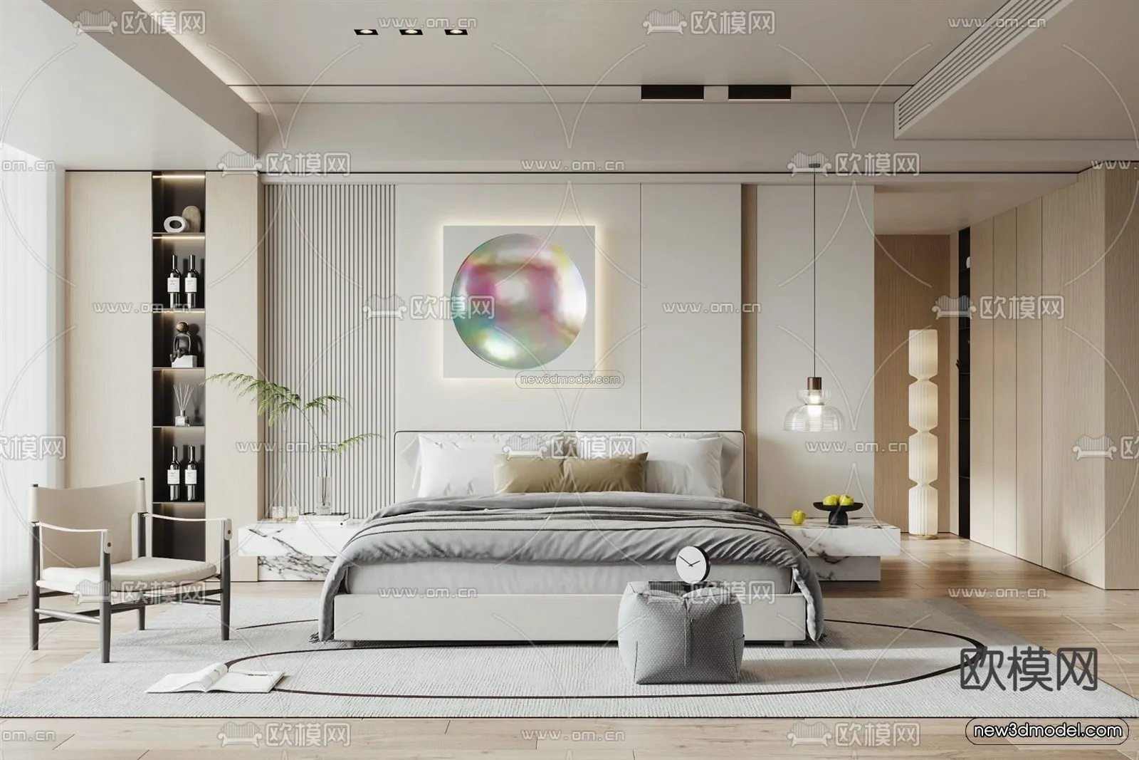 Modern Style Interior 3D Blocks – Bedroom 3D Model – 193 – VRAY