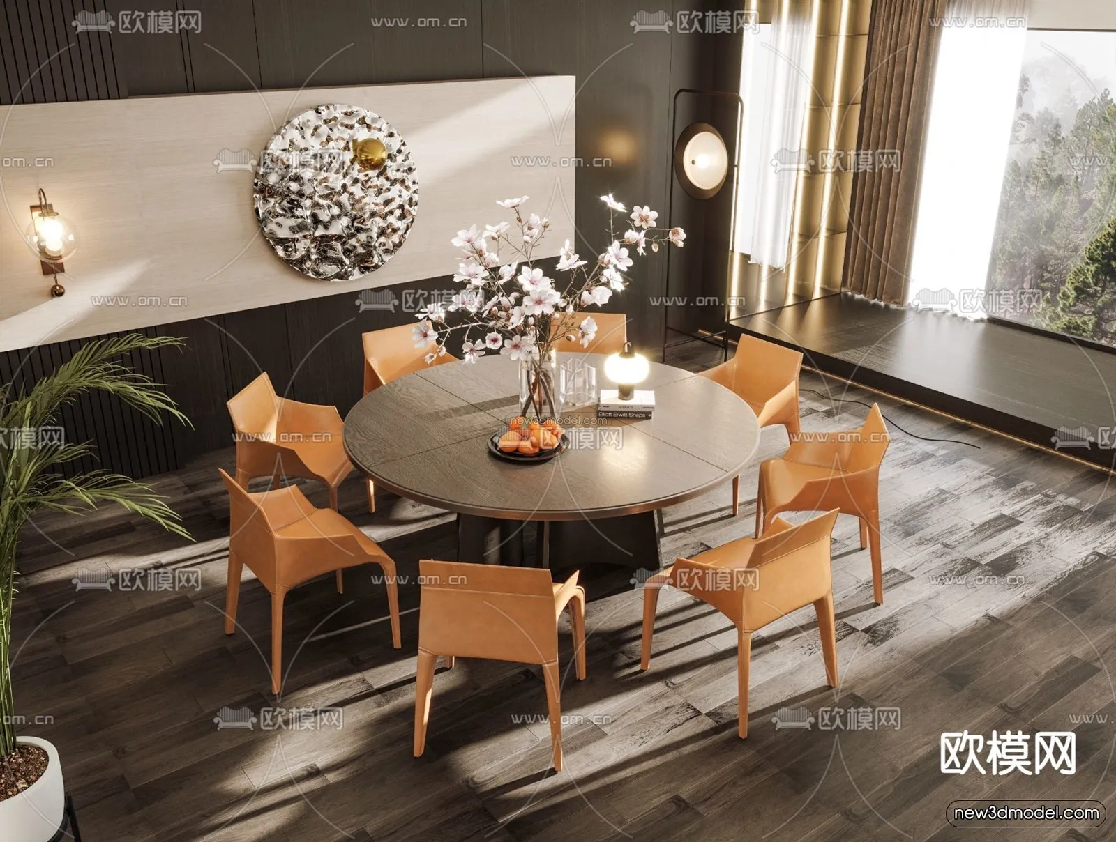Modern Style Interior 3D Blocks – Dining Room 3D Model – 156 – VRAY
