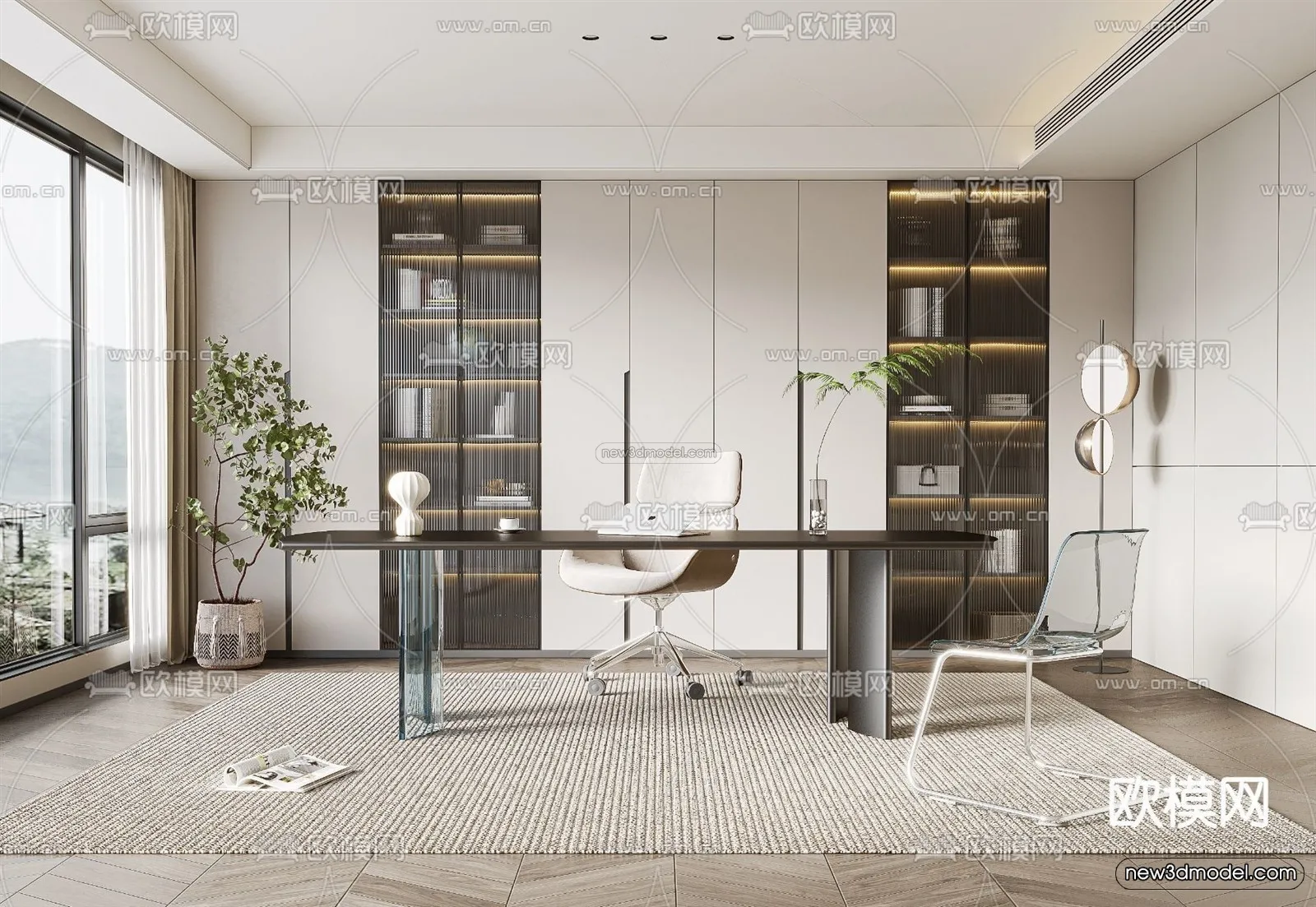 Modern Style Interior 3D Blocks – Dining Room 3D Model – 159 – VRAY