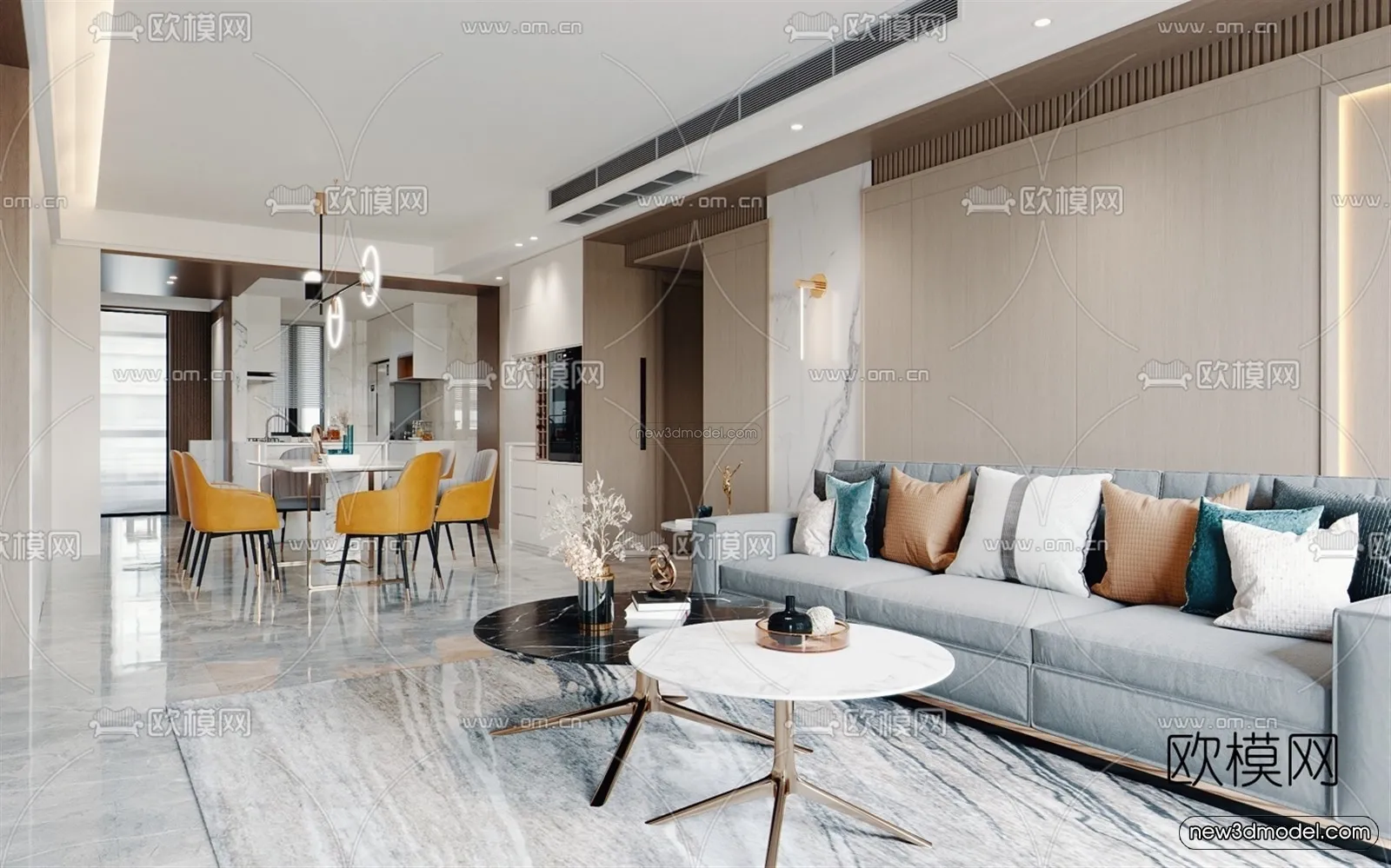 Modern Style Interior 3D Blocks – Living Room 3D Model – 023 – CORONA