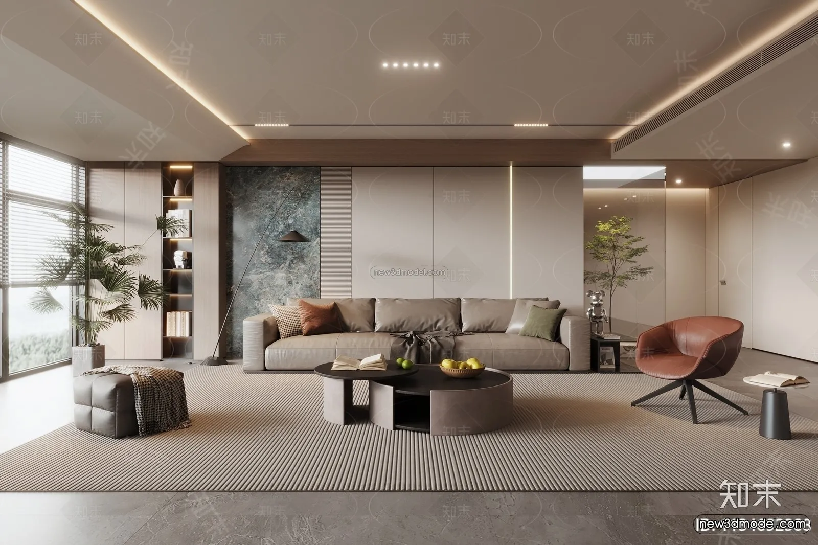 Modern Style Interior 3D Blocks – Living Room 3D Model – 095 – CORONA