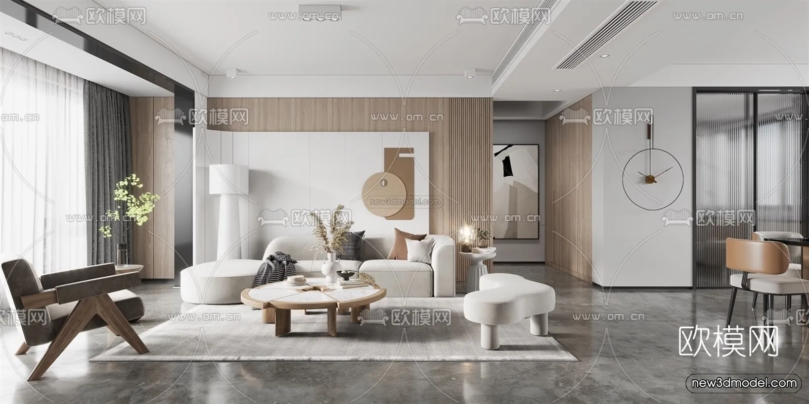 Modern Style Interior 3D Blocks – Living Room 3D Model – 110 – VRAY