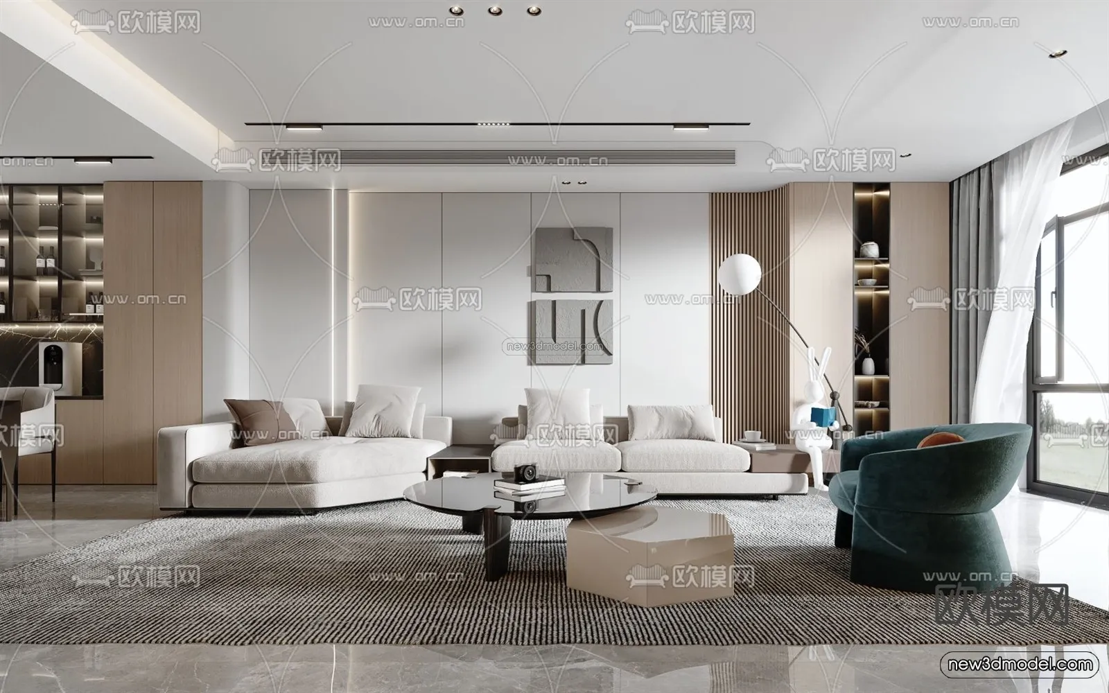 Modern Style Interior 3D Blocks – Living Room 3D Model – 113 – VRAY