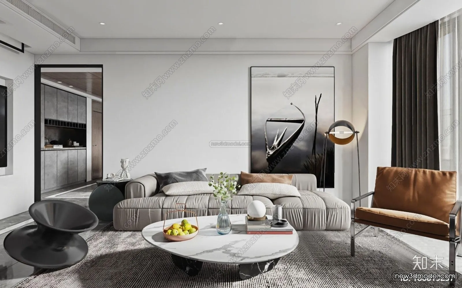 Modern Style Interior 3D Blocks – Living Room 3D Model – 124 – CORONA