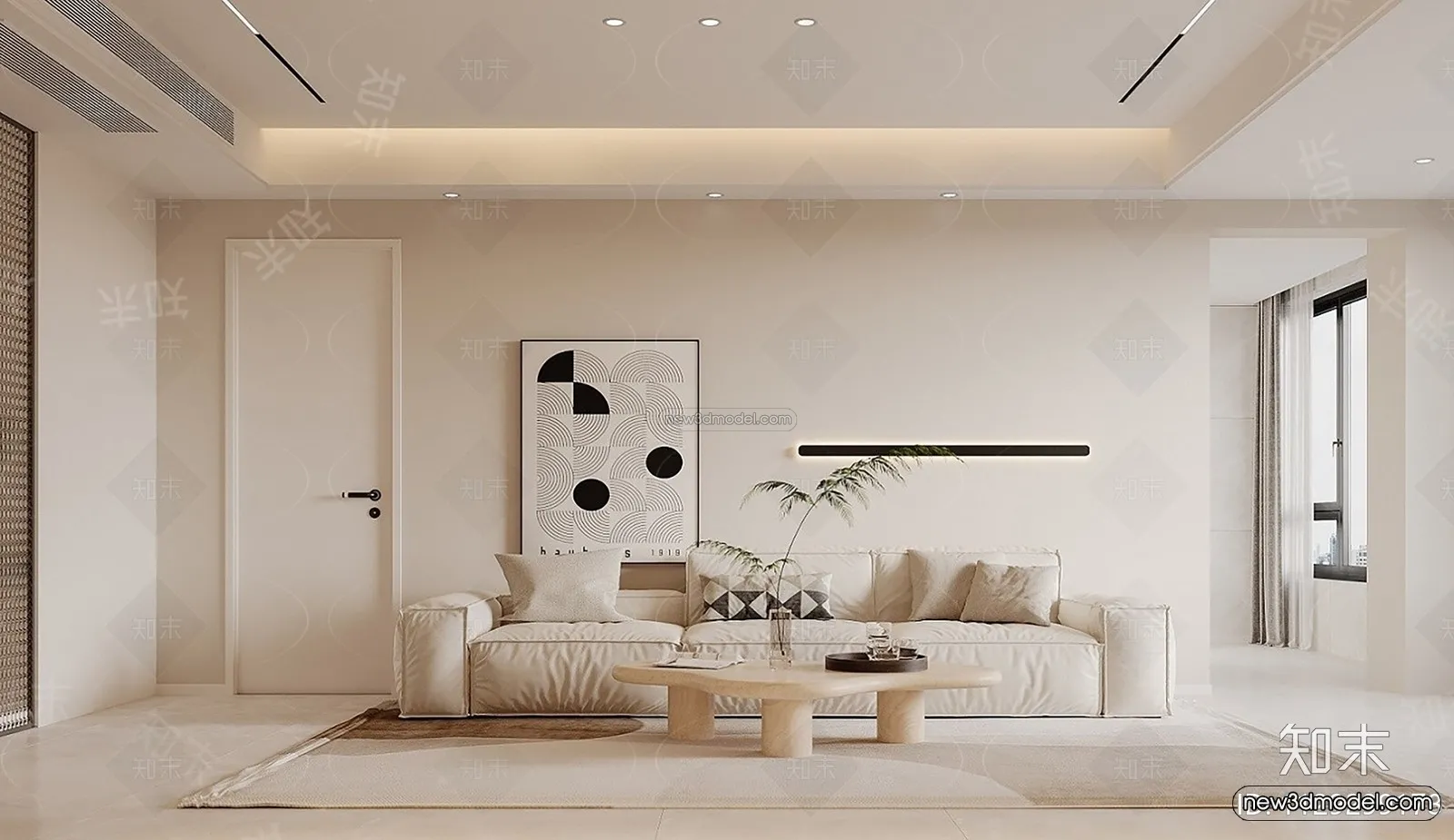 Modern Style Interior 3D Blocks – Living Room 3D Model – 131 – VRAY