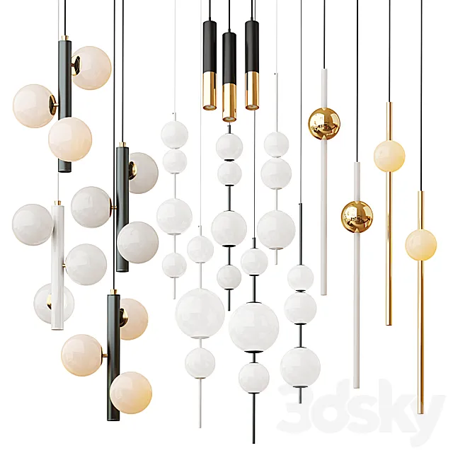 Modern Style Lighting Set 3 Lampatron; Delightfull; Lee broom 3DS Max Model