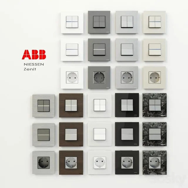Modern switches ABB Zenit 3dsMax Model