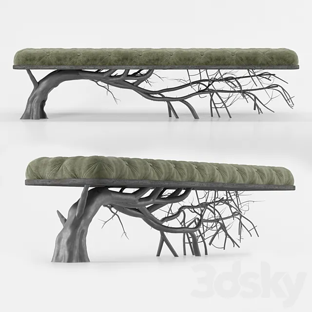 modern tree tufted bench 3DSMax File