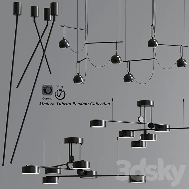 Modern Tubetto Pendant Collection 3DS Max Model