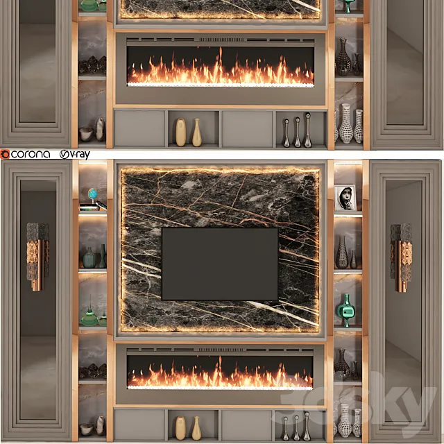 modern tv wall set 20 3DS Max Model