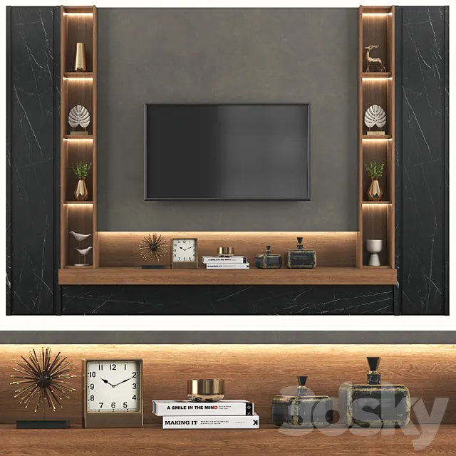 Modern TV Wall set152 3ds Max