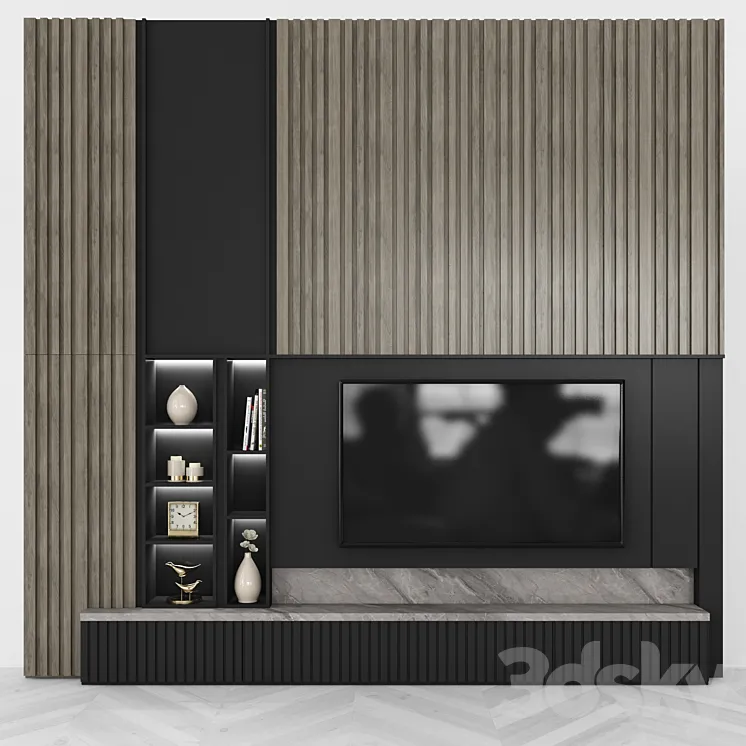 Modern TV Wall set43 3DS Max