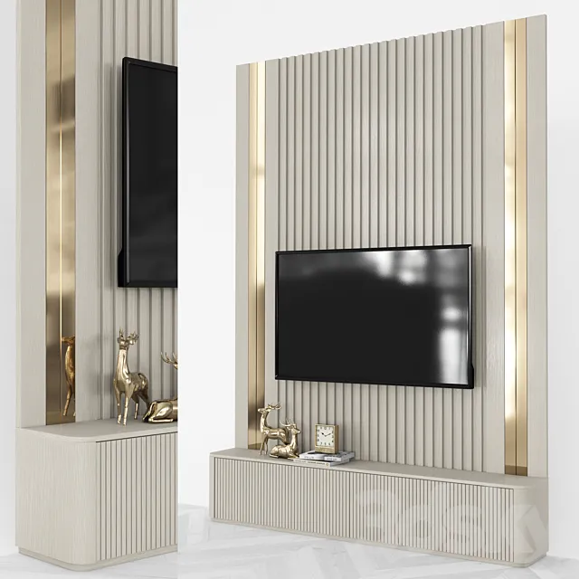 Modern TV Wall set46 3ds Max