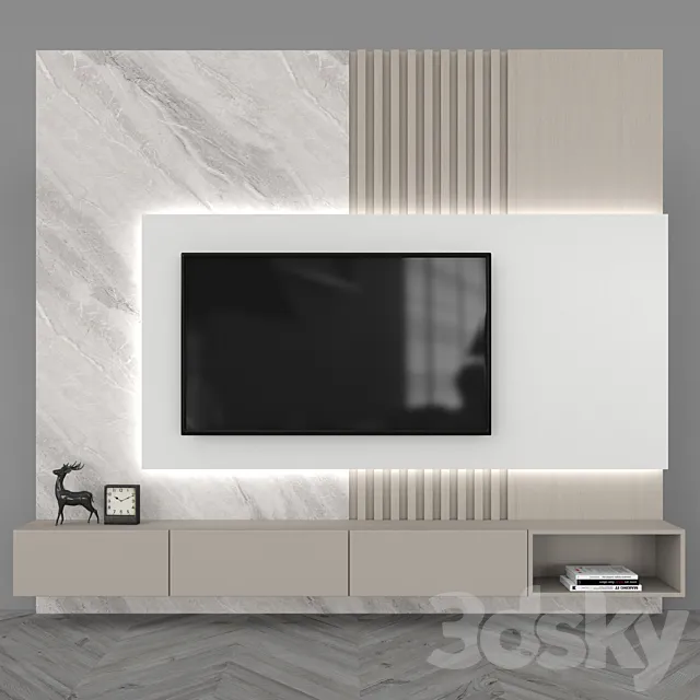 Modern TV Wall set55 3DS Max Model