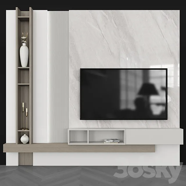 Modern TV Wall set63 3DS Max Model